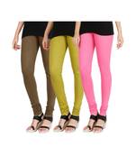 Green COTTON plain stitched Leggings