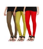 Green COTTON plain stitched Leggings