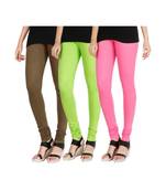 Green COTTON plain stitched Leggings