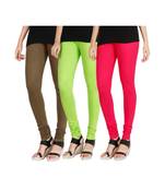 Green COTTON plain stitched Leggings