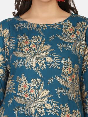 Blue Printed Kurta And Bottom And Dupatta 11