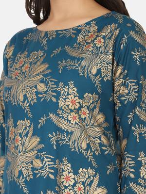 Blue Printed Kurta And Bottom And Dupatta 12