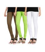 Green COTTON plain stitched Leggings
