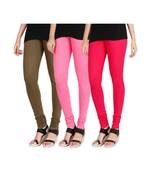 Green COTTON plain stitched Leggings