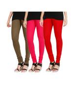 Green COTTON plain stitched Leggings