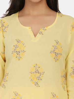 Yellow Printed Kurta And Bottom 9