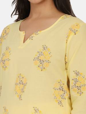 Yellow Printed Kurta And Bottom 10