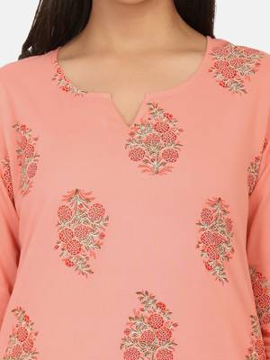 Peach Printed Kurta And Bottom 9