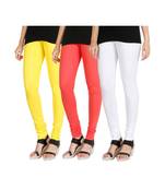 Yellow COTTON plain stitched Leggings