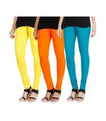 Yellow COTTON plain stitched Leggings