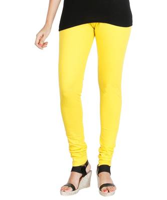 Yellow COTTON plain stitched Leggings 4