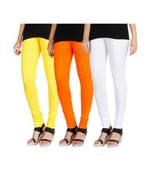 Yellow COTTON plain stitched Leggings