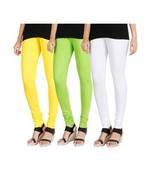 Yellow COTTON plain stitched Leggings