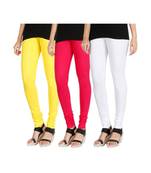 Yellow COTTON plain stitched Leggings