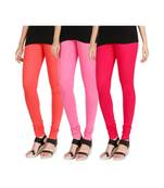 Pink COTTON plain stitched Leggings