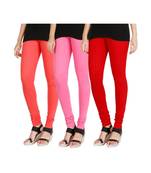 Pink COTTON plain stitched Leggings