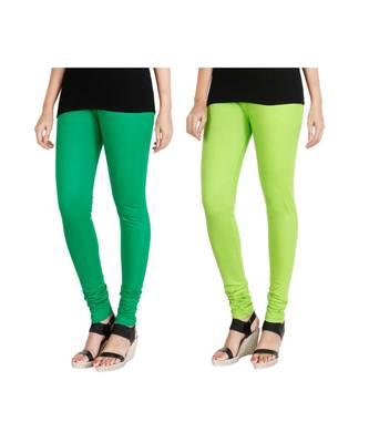Green COTTON plain stitched Leggings 4