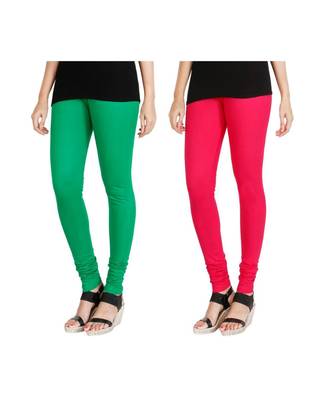 Green COTTON plain stitched Leggings 4
