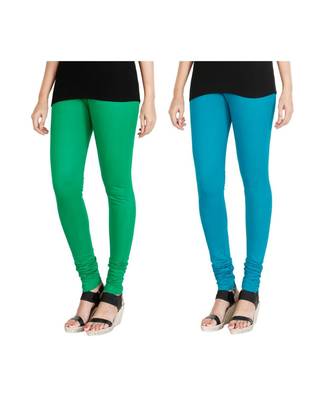 Green COTTON plain stitched Leggings 4