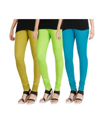 Green COTTON plain stitched Leggings 1