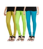 Green COTTON plain stitched Leggings