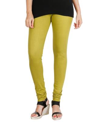 Green COTTON plain stitched Leggings 4