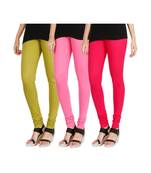 Green COTTON plain stitched Leggings