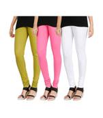 Green COTTON plain stitched Leggings