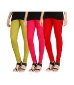 Green COTTON plain stitched Leggings