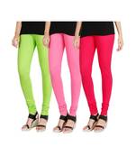 Green COTTON plain stitched Leggings