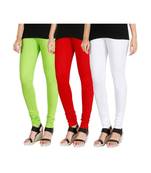 Green COTTON plain stitched Leggings