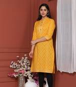 YELLOW PRINTED KURTA