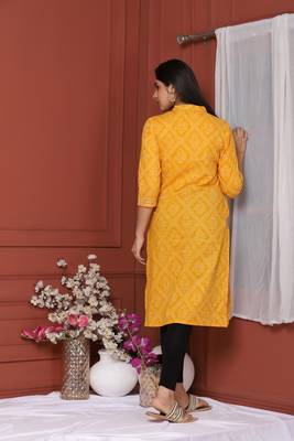 Yellow Printed Kurta 3