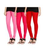 Pink COTTON plain stitched Leggings