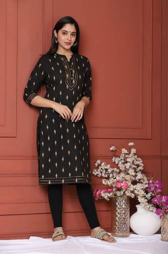 BLACK PRINTED KURTA