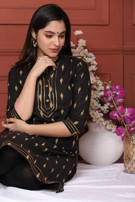 Black Printed Kurta 4