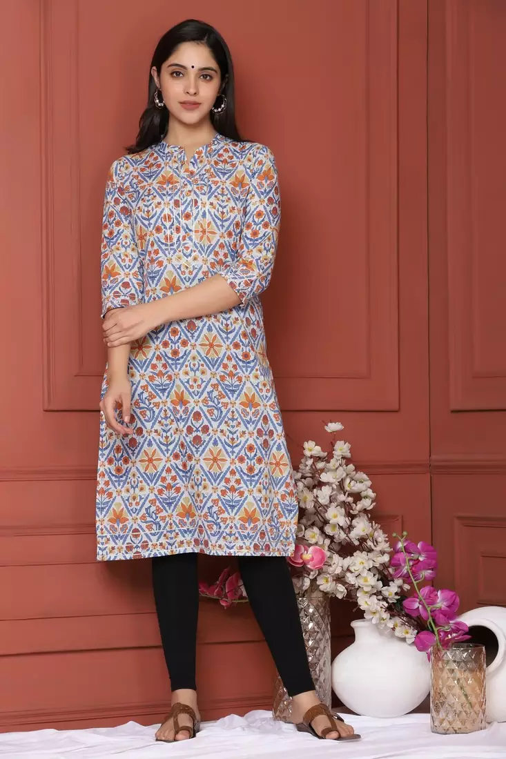 BLUE PRINTED KURTA