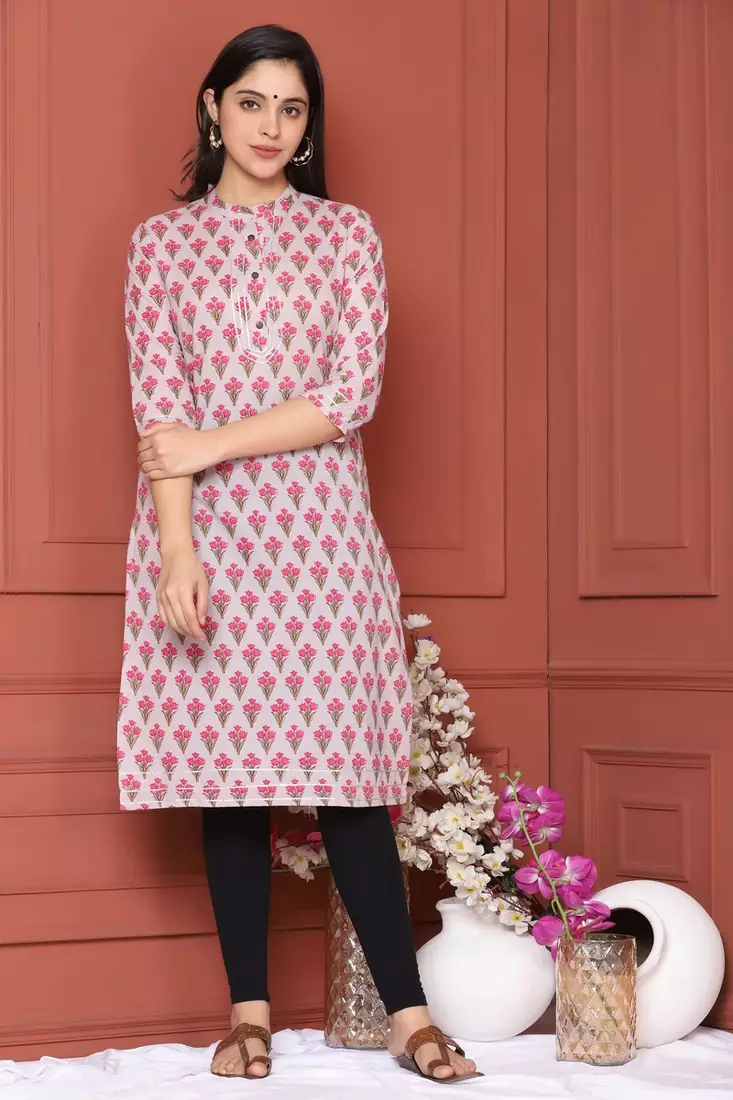 GREY PRINTED KURTA