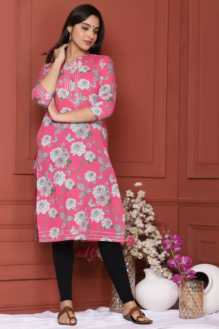 PINK PRINTED KURTA