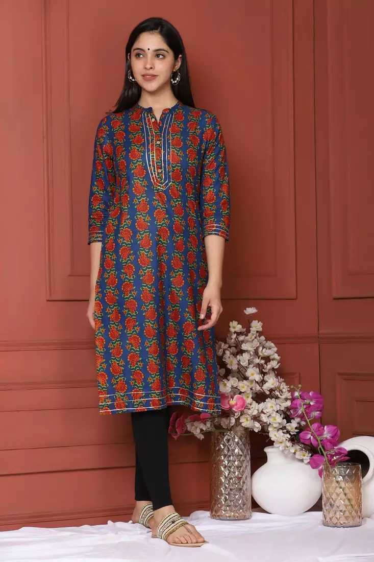 BLUE PRINTED KURTA