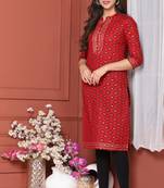 Red Printed Kurta