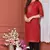 RED PRINTED KURTA