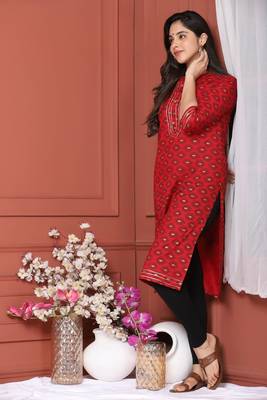 Red Printed Kurta 2