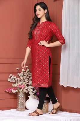 Red Printed Kurta 3