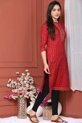 Red Printed Kurta 4