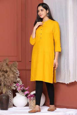Mustard Solid Kurta 2