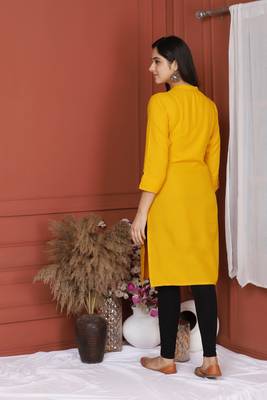 Mustard Solid Kurta 4