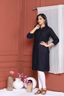 BLACK SOLID KURTA