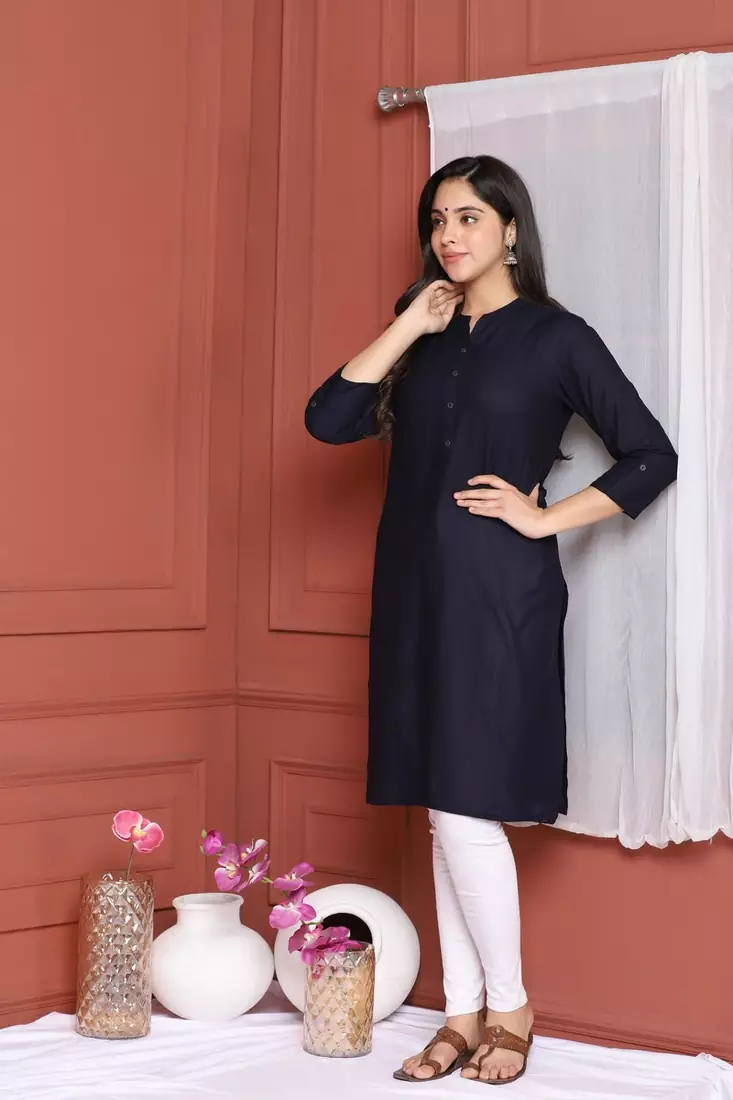 BLACK SOLID KURTA