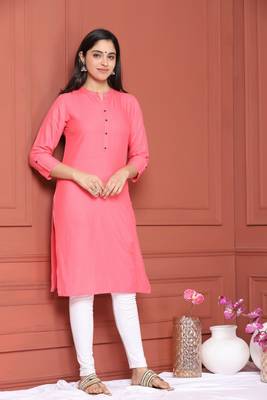 Peach Solid Kurta 1